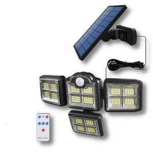 4 Head Solar Sensor Light with Split Panel and Remote