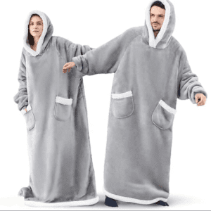Extra long Plush Blanket Hoodies Light Grey