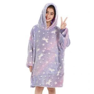 Oversized Plush Blanket Hoodies For Kids Purple