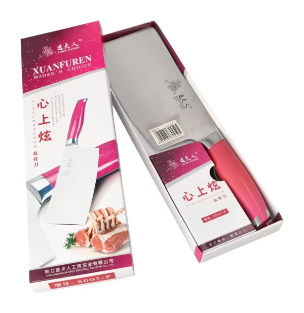 Cleaver Stainless Steel Knife Pink Handle