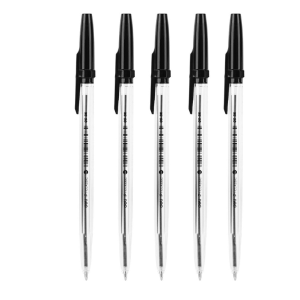 Ball Point Pen Clear Body 0.7mm Pack of 5