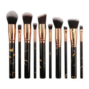 10 Pieces Marble Makeup Brush Set Black