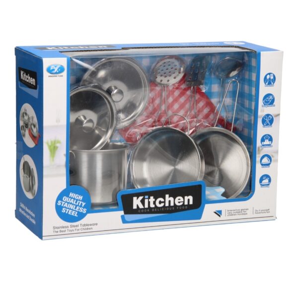 Stainless Steel Kitchen Toy Set For Kids - 8 Pieces