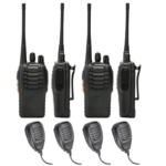 4 Piece Baofeng BF-888S 16-Channel Walkie Talkie 2 Way Radio with 4 Shoulder Mics