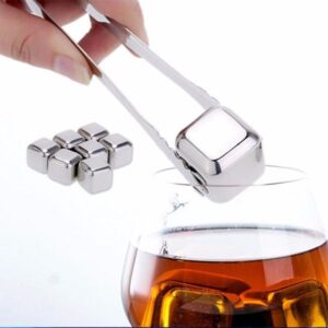 8 Pieces Square Stainless Steel Chiller Stones With Tong