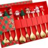 Gold Christmas Spoons and Forks Set Pack of 6