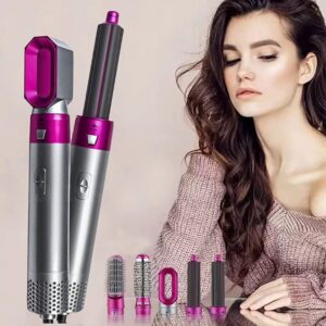 5 In 1 Hair Styler With Hot Air Brush, Air Curler, Hair Dryer, Straighteners, Wrapper