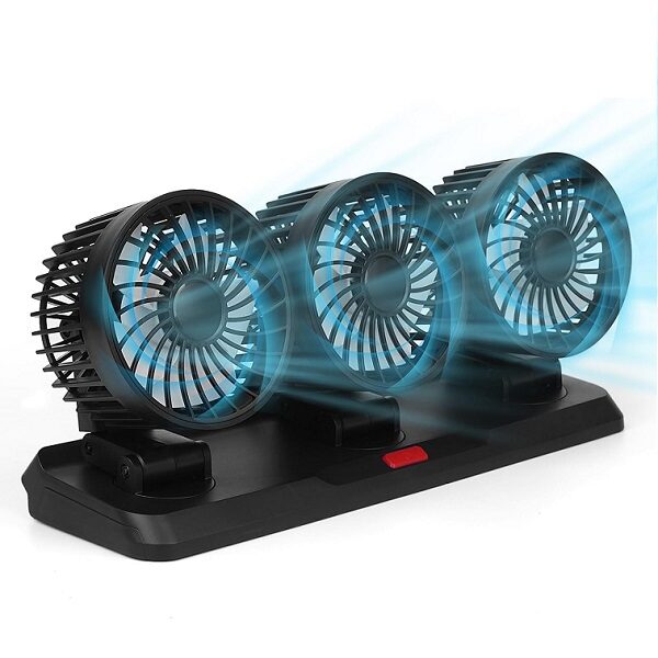 Baihuo MY-7158 Vehicle Cigarette Lighter Powered Triple Head Fan