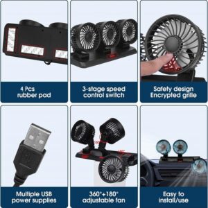 Baihuo MY-7158 Vehicle Cigarette Lighter Powered Triple Head Fan