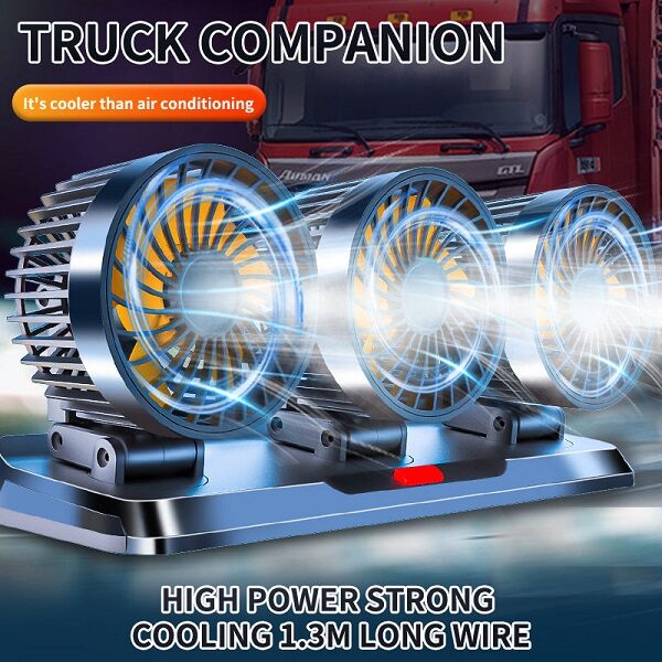 Baihuo MY-7158 Vehicle Cigarette Lighter Powered Triple Head Fan