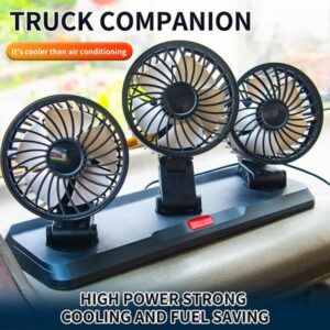 Baihuo MY-7158 Vehicle Cigarette Lighter Powered Triple Head Fan