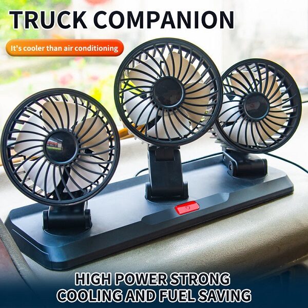 Baihuo MY-7158 Vehicle Cigarette Lighter Powered Triple Head Fan