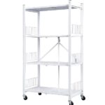 JG20375387 4 Tier Folding Trolley Shelf With Lockable Wheels