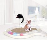 Fish Shaped Cat Scratch Board With Spring Rat And Rolling Balls