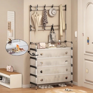 5 Tier Metal Shoes Shelf with Hooks