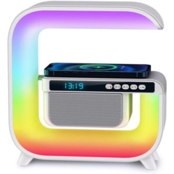 G Shape LED Clock 15W Wireless Charging Ambient RGB Multicolor Speaker