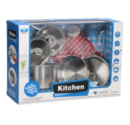 Stainless Steel Kitchen Toy Set For Kids – 8 Pieces